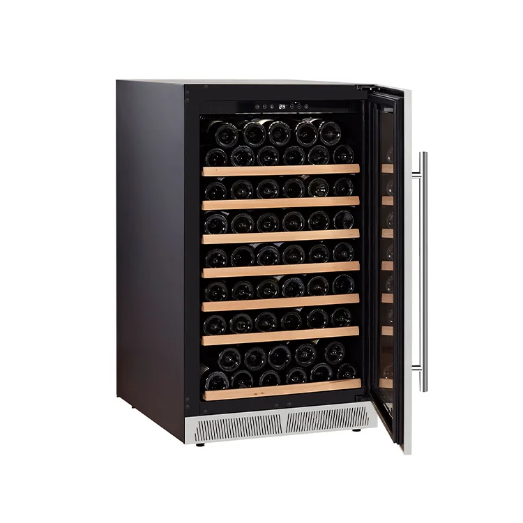 

Compressor Wine Cooler Refrigerator with Lock Wooden Shelves Glass Door Cellar Dual-zone Wine Coolers Wine and Beverage Coolers