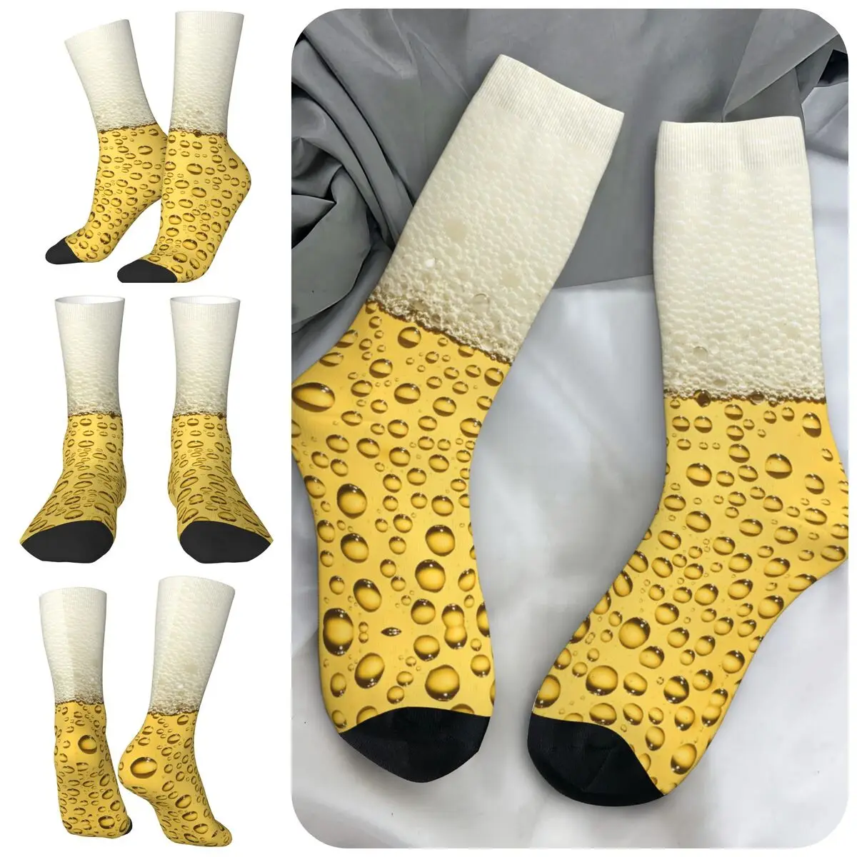 

Beer Pattern High elasticity polyester fiber cosy Unisex Windproof Happy 3D printing Socks