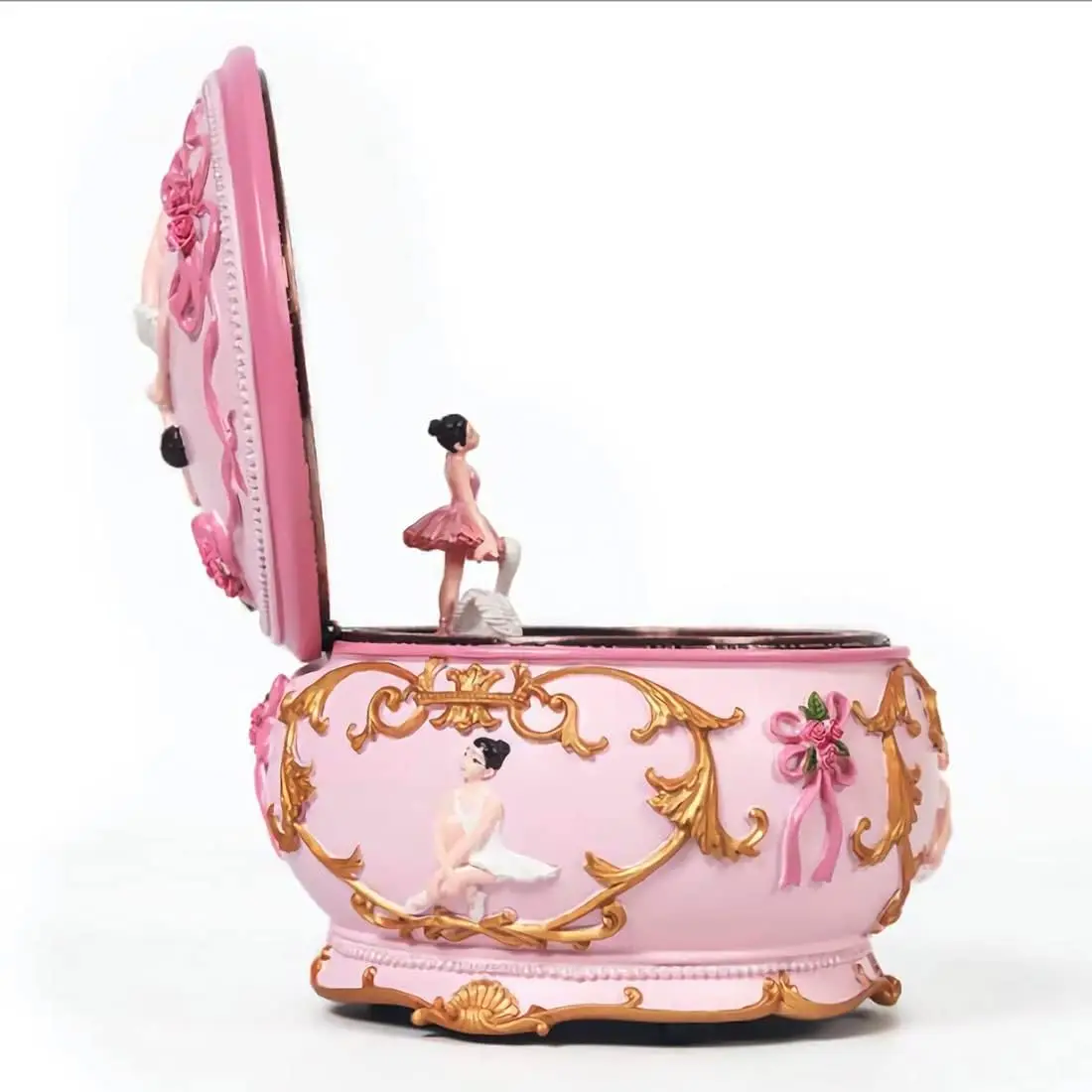 Classical Ballerina Music Box with Colorful Lights, 18-Note Wind Up for Birthday Christmas Gift
