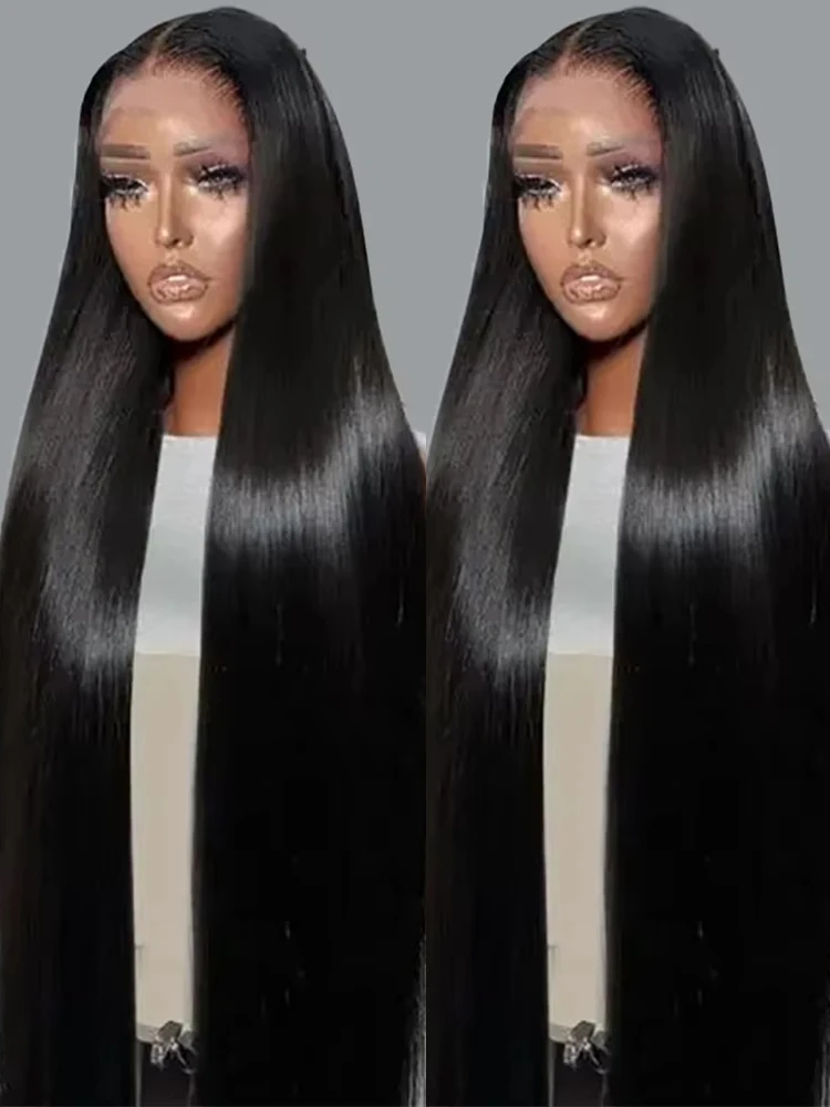 40 46 بوصة العظام مستقيم باروكة من شعر طبيعي برازيلي 300% الكثافة غلويليس ارتداء الذهاب 13x6 HD الدانتيل الجبهة قبل قطعها للنساء السود