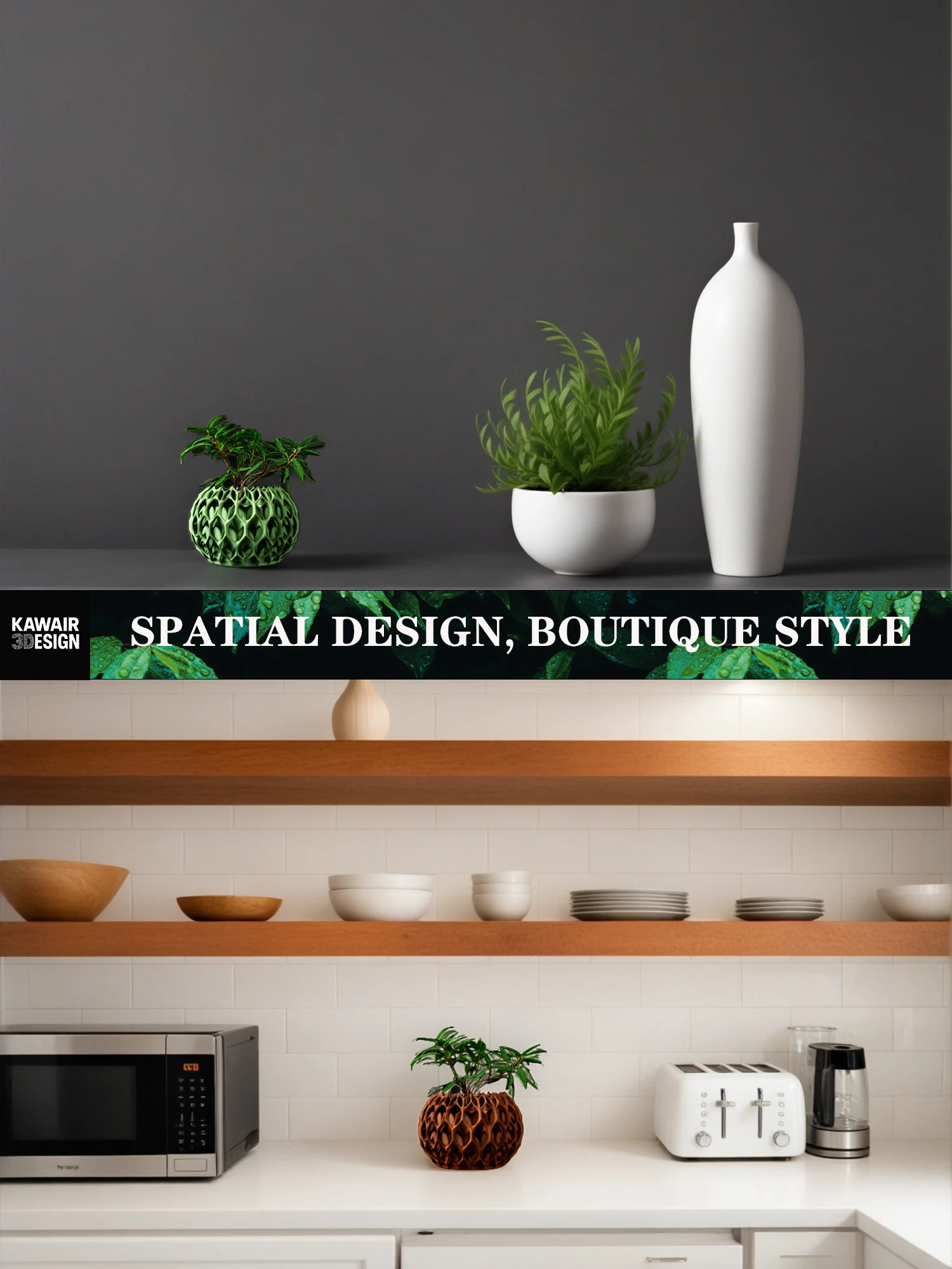 أصيص نباتات عصري بسيط مطبوع ثلاثي الأبعاد - أصيص زهور قابل للتحلل الحيوي لديكور المنزل، هدية مستدامة صديقة للبيئة (Invader)