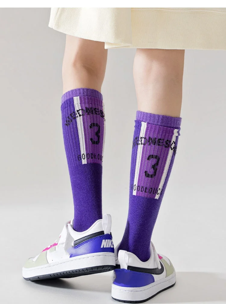 3-12T Jungensocken, lange Socken, Zahlenmuster, Sportsocken, Frühlings-Kniestrümpfe, 4 Paar – Detail 5