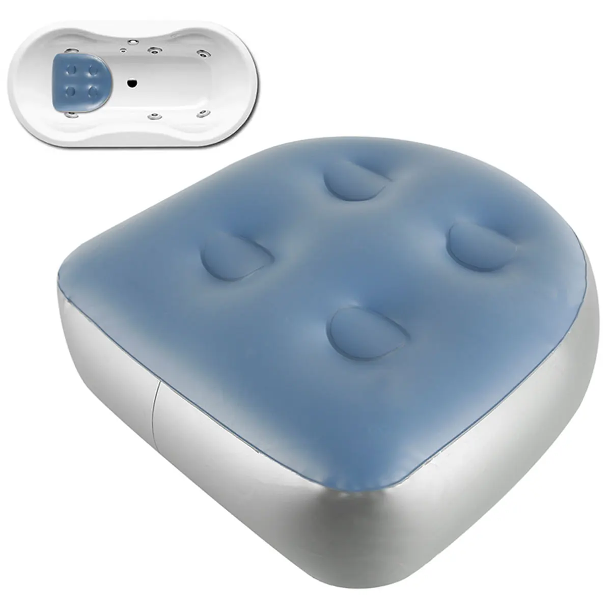 Asiento elevador para bañera de hidromasaje, cojín para Spa y bañera de hidromasaje, cojín para asiento elevador, almohadilla para Spa para baño, inflable y relleno de agua, doble propósito