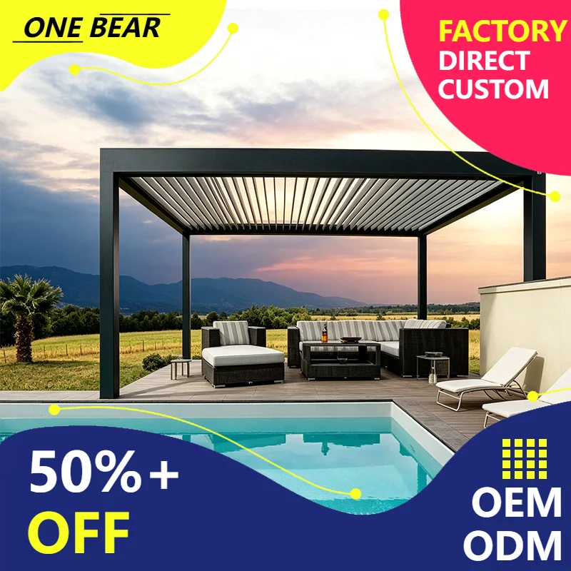 

Any Size Custom Heavy Steel Retractable Leisure Pavilion UV Proof Rain Resist Outdoor Villa Yard Home Side Solid Relax Shade
