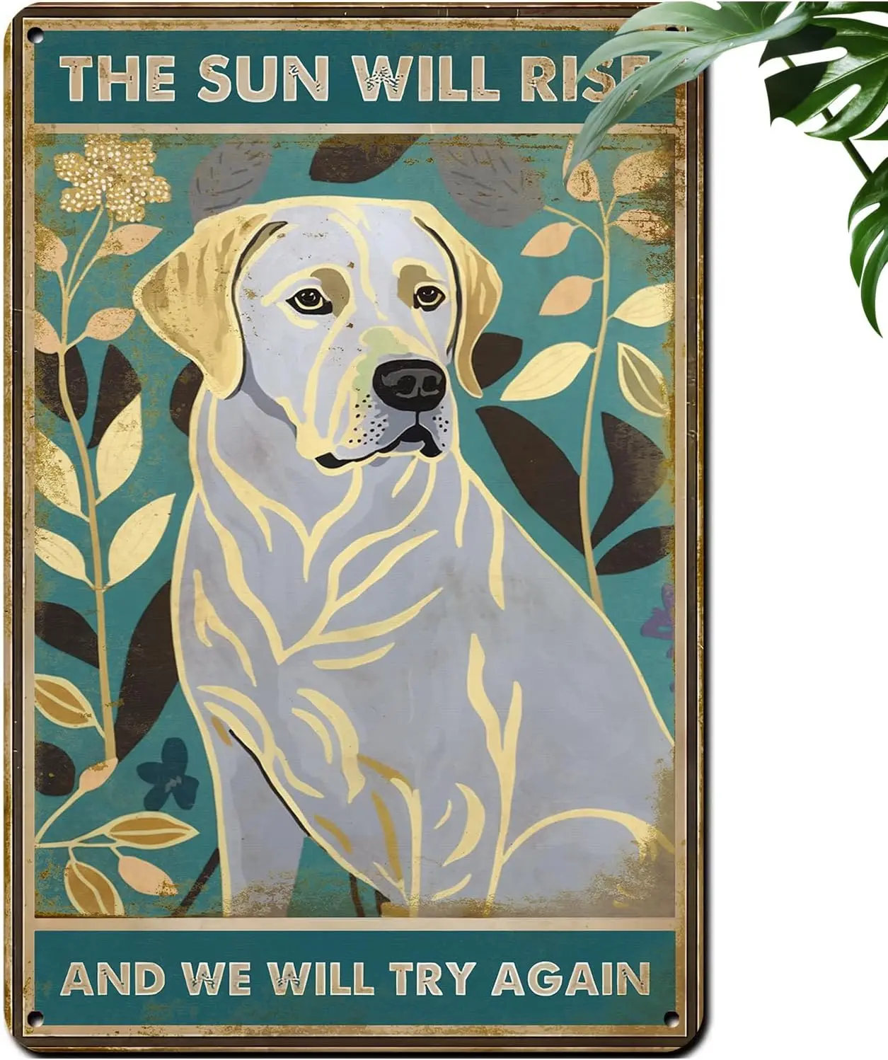 CEQOLI Silver Labrador Vintage Tin Sign,Funny Animals Wall Decor for Home Cafes Office Store Pubs Club Sign Gift 8x12 Plaqu sign