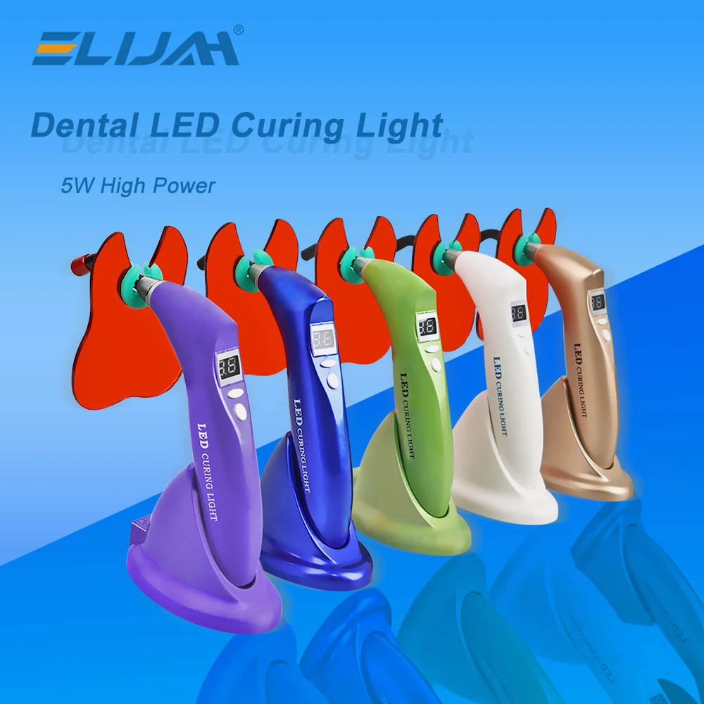 ELIJAH Dental Cordless Aushärtung Licht Zahnarzt LED Lampe Ausgangsintensität 1500 mw/cm2 Photopolymerisator Led Verbund Für zahnarzt Werkzeug
