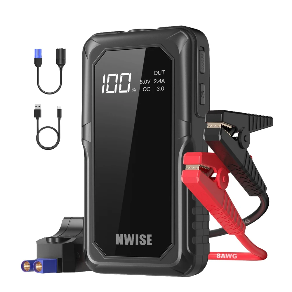 1600A Peak Jump Boxes for Vehicles(12V 8L Gas/6.5L Diesel Engine) Equipped Fast Wireless Charging Jump Starter Battery Pack