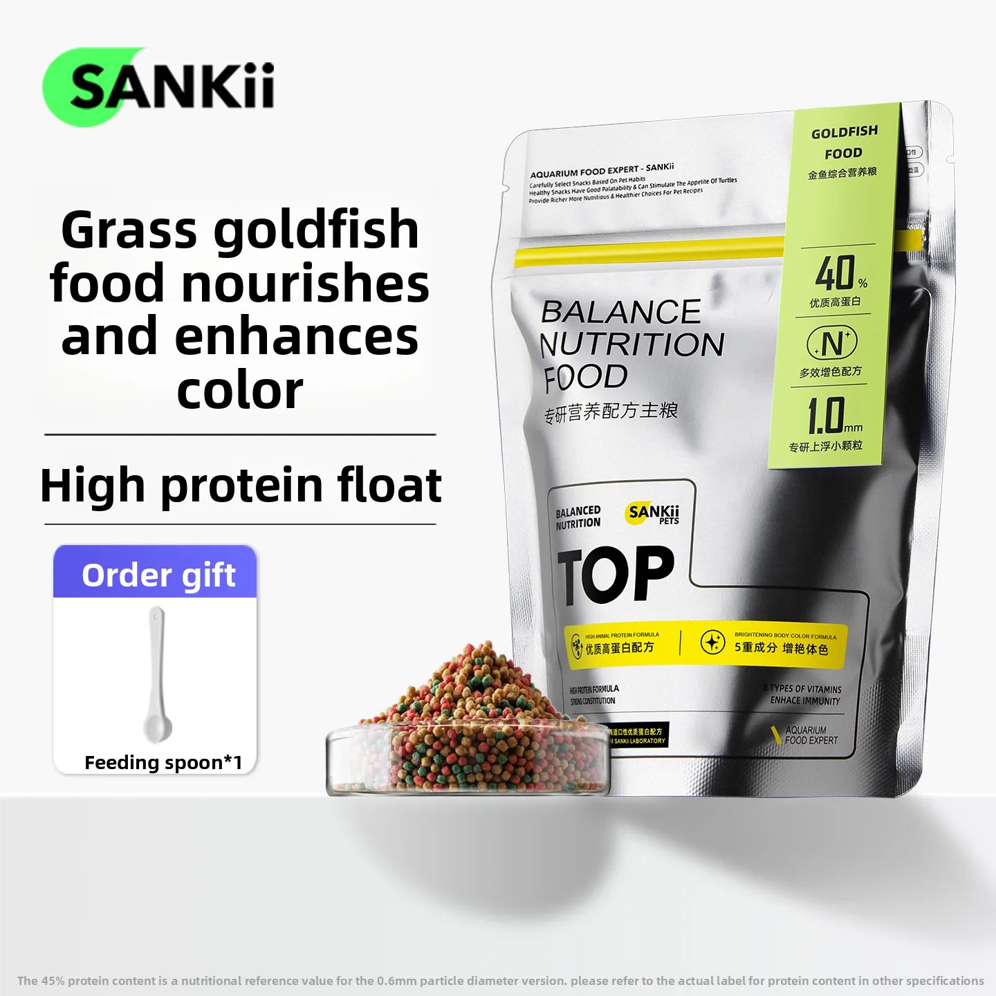 

SANKii Floating Small Pellets for Goldfish, Specially Formulated Color Enhancing Food for Comet & Fancy Goldfish
