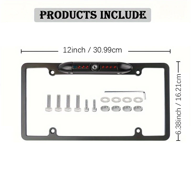 US license plate Universal Wide Angle US License Plate Metal Car Rear View Backup Parking Camera 8LED Night Vision For US