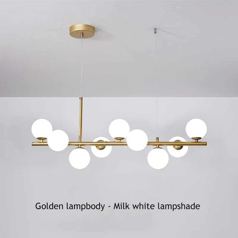 Moderne Lange Eetkamer Kroonluchters Glazen Bal Lampenkap Licht Boven De Tafel Keuken Kantoor Hanglamp Home Decor Armaturen