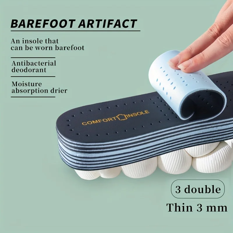 3 أزواج جلد البقر اللاتكس نعل رياضي جلد الغنم جلد البقر النعال للأحذية قوس دعم منصات الأحذية امتصاص الصدمات الحذاء الوحيد Ins