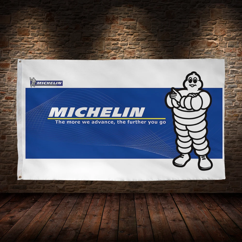 علم سباق M-Michelins ، بوليستر ، مطبوع ، سيارات ، غرفة ، ديكور مرآب ، ديكور ، 3 × 5 قدم