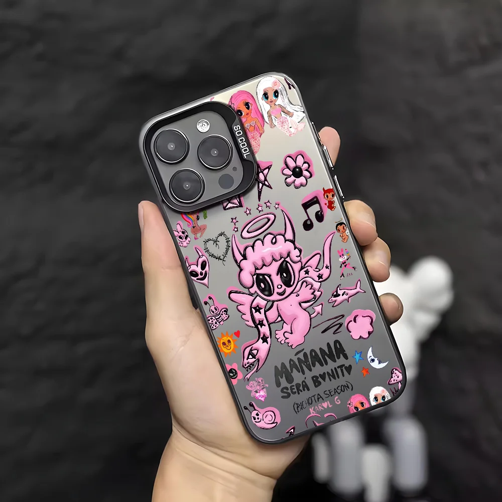 Cantante K-KAROL G Tropicoqueta Cassa Del Telefono Per IPhone 12 11 13 14 15 16 17Max Pro Plus Mini Protettiva IMD Copertura di Colore