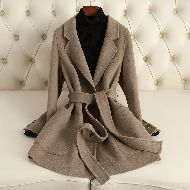 2024 new wool coat short fashion high-end loose design sense double-sided woolen coat female wholesale