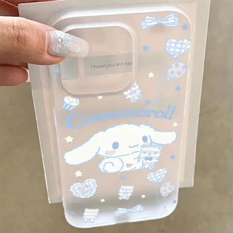 Kawaii Cinnamoroll 무광택 투명 서리로 덥은 충격 방지 전화 케이스 IPhone 16 15 14 Plus 13 12 11 7 8 Pro X XR Max 7 8 Plus