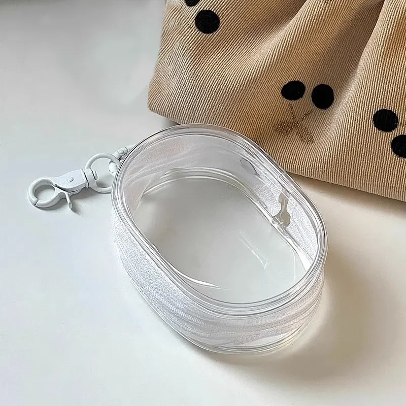 New Portable Clear Figure Display Keyring Bag Waterproof PVC Oval Hanging Blind Box Storage Bags Keychain Organizer Case