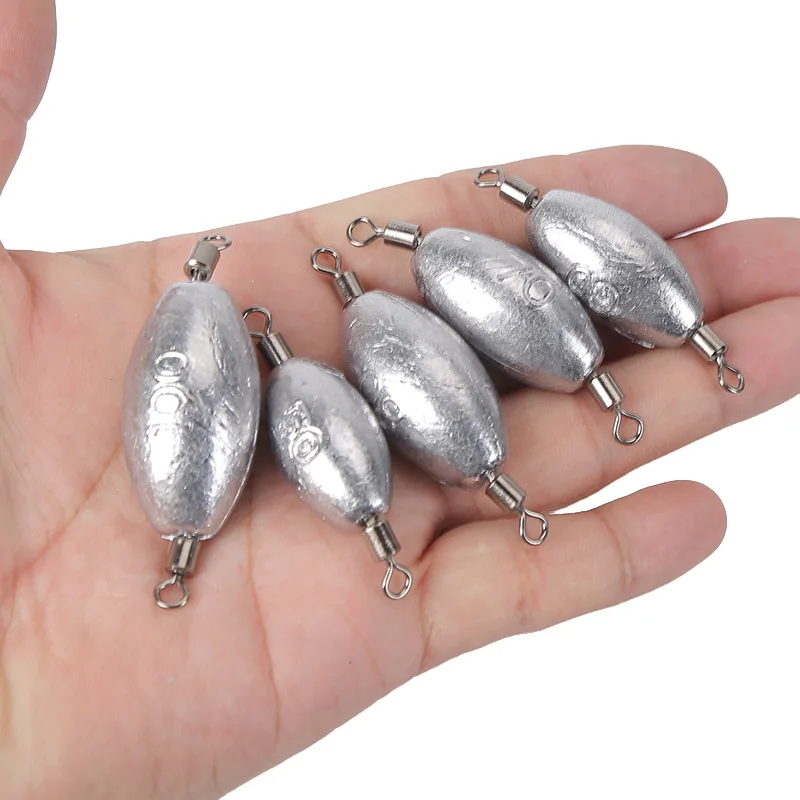 Lead Sinker With Fishing Swivel 10g/20g/25g/30g/40g/50g/60g/70g/80g/100g Olive Shaped Lead Weights Fishing Tackle Accessories