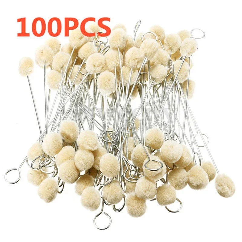 

100pcs Wool Daubers Ball Leather Crafts Wool Dauber Manual Leather Dye Tool With Iron Handle For DIY Projects And Leather Crafts