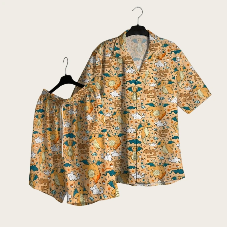 conjunto-de-camisa-e-shorts-pokemon-dragonite-2026-de-alta-popularidade-para-homens-pijama-casual-de-verao-solto-com-estampa-de-anime