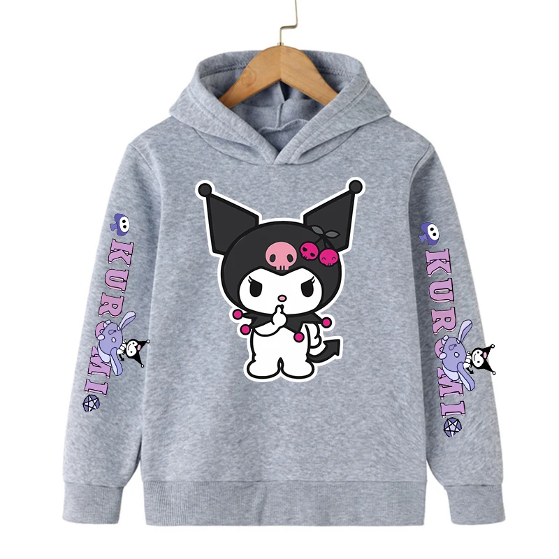 anime kawaii bambini Streetwear kuromi Felpa con cappuccio per bambini Carino Sanrio Felpa per bambini Manga Abbigliamento Kid Girl Boy Top Felpa