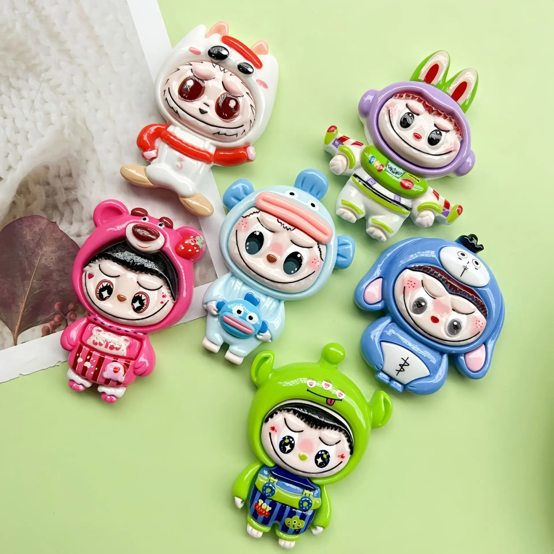 2Pcs Cute shidizai Cartoon Resin Flatback Handmade Resin Accessories Crafts Materials Scrapbooking Embellishments