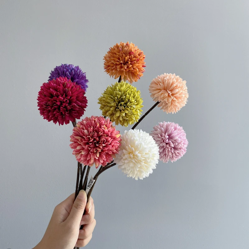 33CM Autumn Artificial Table Tennis Chrysanthemum Home Living Room Decoration Scallion Ball Wedding Road Guide Photography Props