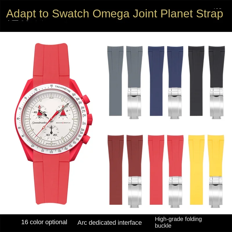 Correa de reloj curvada FKM de 20 mm para correa de reloj Omega x Swath Moothswatch estilo CTS para hombre y mujer
