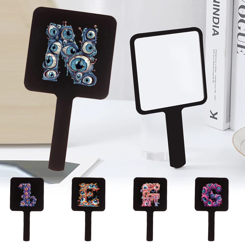 

Square Beauty Mirror with Handle Lightweight Beauty Tools Suitable for Women Eyelets Initial Name 26 Letters Pattern