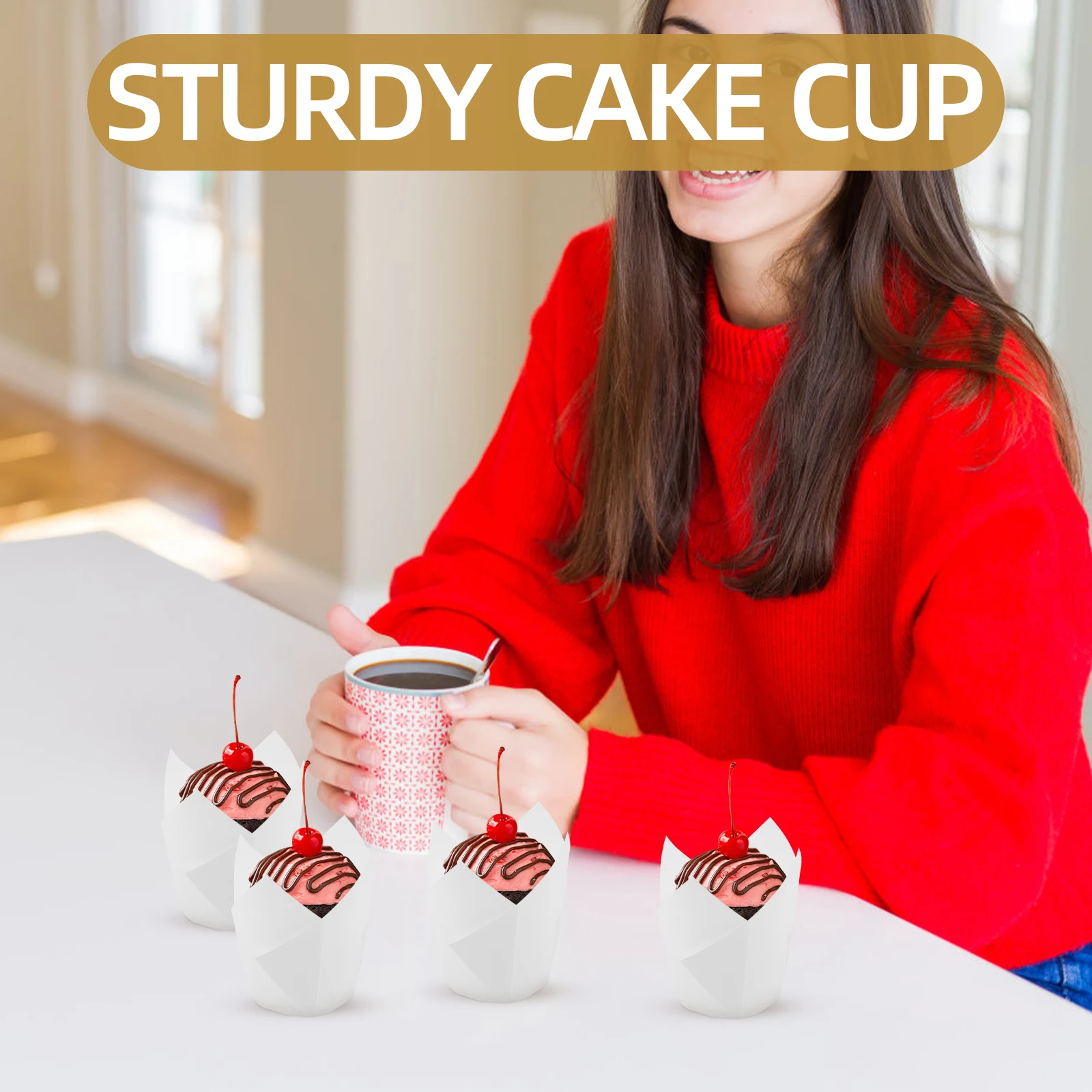 

150pcs Cake Cups Muffin Liners Tulip Baking Paper Disposable Non-stick Cupcake Wrappers Premium Quality Safe Use