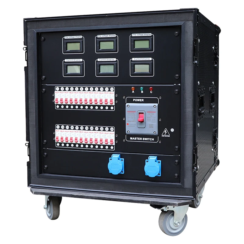 24-Way 20A American Edison Plug Power Distro 110V 400A Rhino Plug Input Electrical Distribution Box Breaker Output Protection