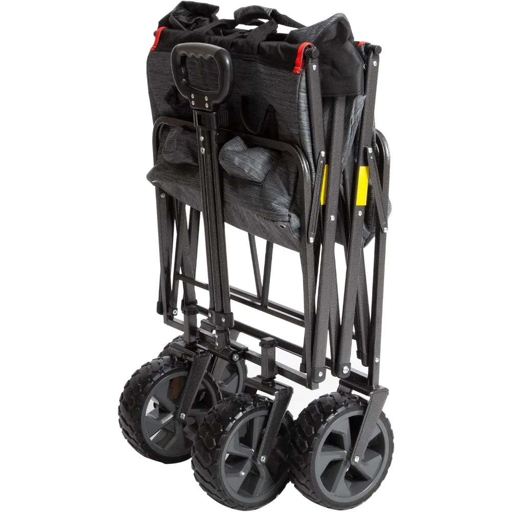Wytrzymały Składany Wózek Kempingowy - Przenośny Lekki Wózek Transportowy z Regulacją i Kółkami do Zakupów na Zewnątrz