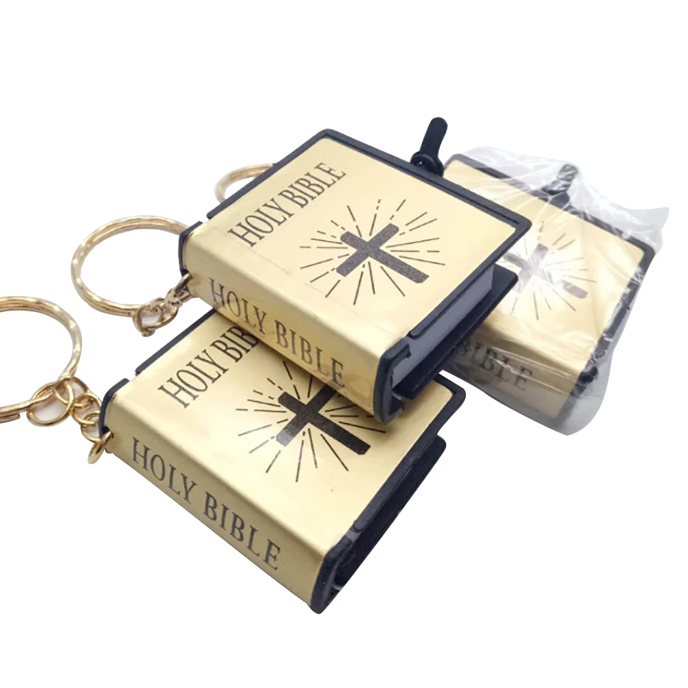 Special Mini Holy Bible Keychain Religious Miniature Paper Spiritual Christian Jesus Cover Keyring Gift Catholic Accessories