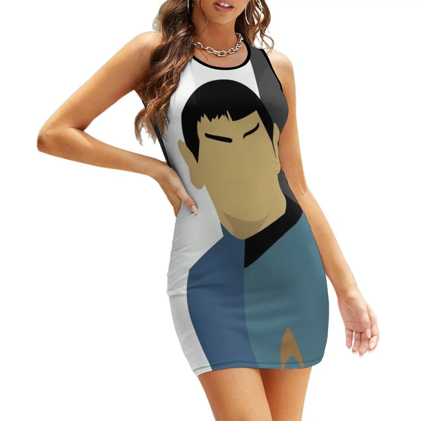 

Spock Torn Sleeveless Sundress Dance dresses Female dress chic and elegant evening dress