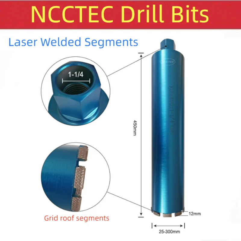 Telhado Grade Segmentos 25230×450 mm 11 47 Unc Coroa Soldadas a Laser Diamante Núcleo da Broca Bits 1- X18 Concreto Armado 12 mm