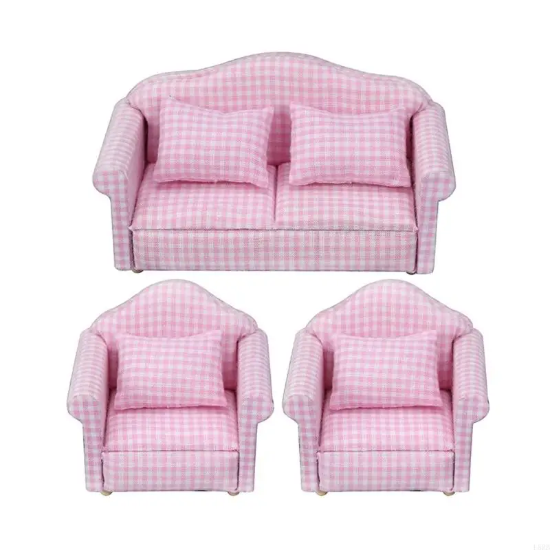 

Washable Miniature Sofa Set Model Figurine For 1/12 Doll House Scene Decoration L8RB