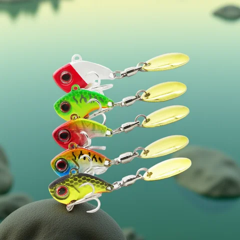 5Pcs Spinner Fishing Lure 5g/7g/10g/14g/20g Long Casting Drop Shot Bait VIB VIBRATION Artificial Bait Swivel Pike Fishing Tackle