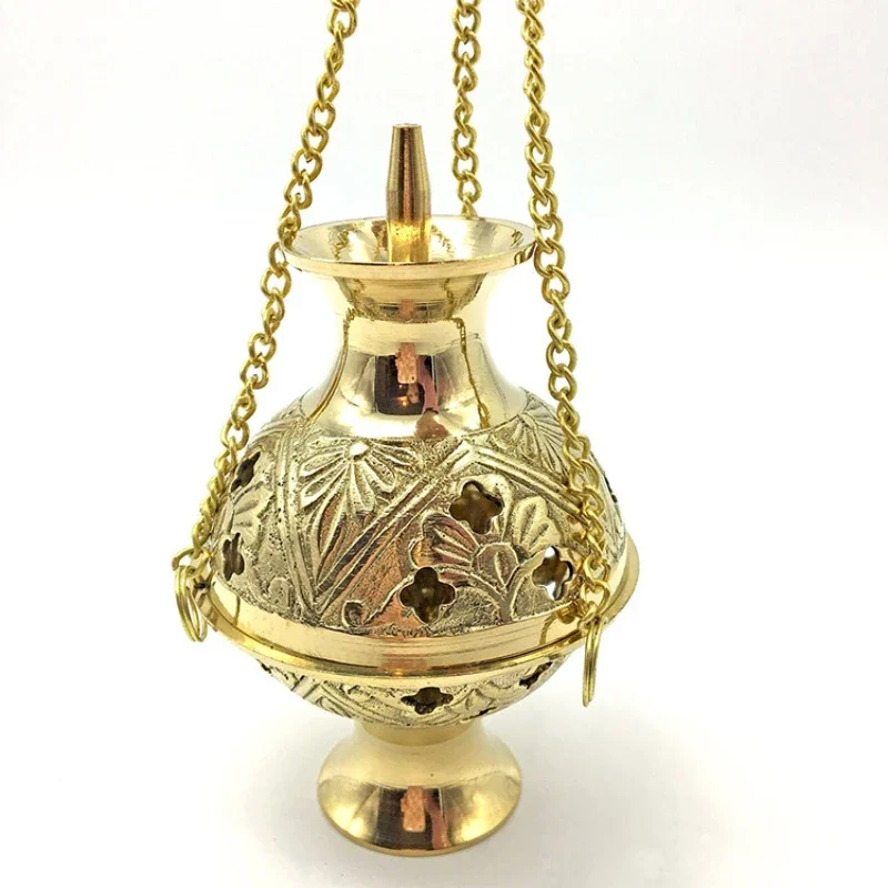 

New plant pattern hanging pure copper burner Tower incense incense burner Resin Moon burner Altar decoration