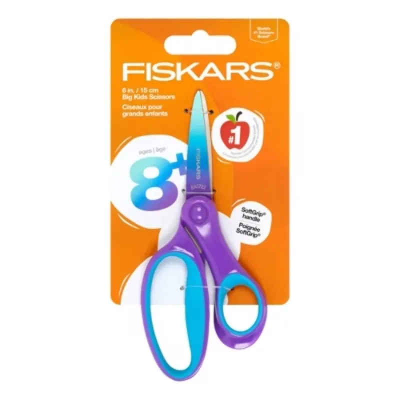 Pointed Soft Grip School Supplies Big Kids Scissors for Ages 8 to 11 - 6 Inch Scissors - Purple Ombre