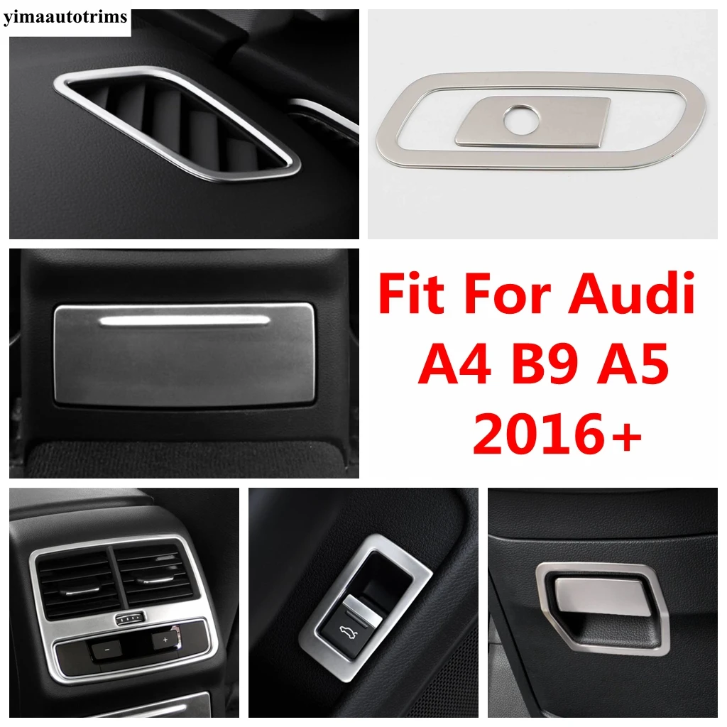 

Rear Tail Button / Air Vent / Main Driving Glove Box Switch Cover Trim For Audi A4 B9 A5 2016 - 2021 Stainless Steel Accessories