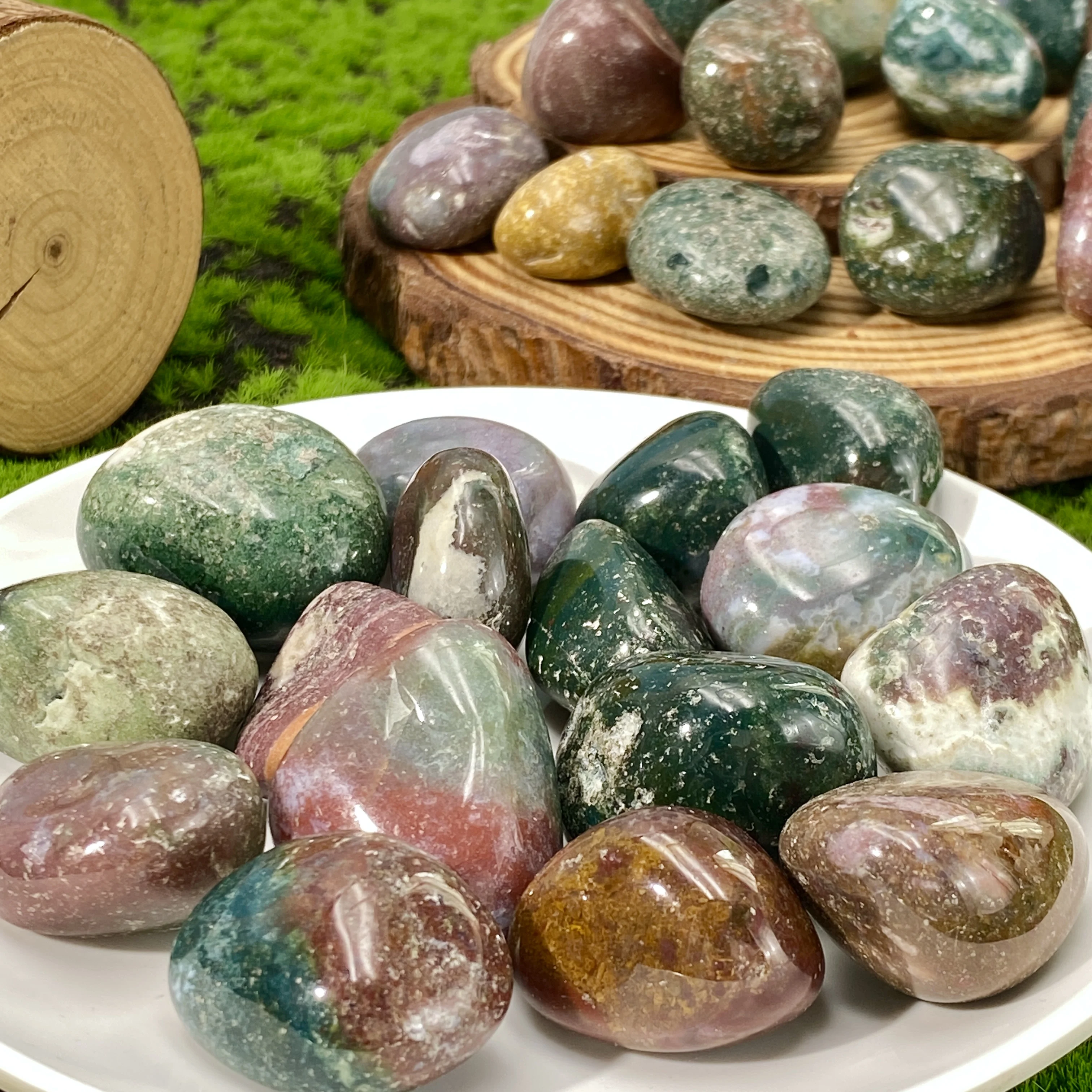 5 قطع عشوائية عالية الجودة المحيط جاسبر تراجع الديكور الحجر الخام الكريستال الطبيعي، هدية عيد ميلاد، زخرفة المشهد. #1