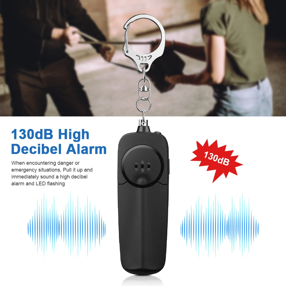 130dB Loud Personal Defense Keychain Alarm  Self Defense Alarm Portable Emergency Alarm For Women Kid With LED Light