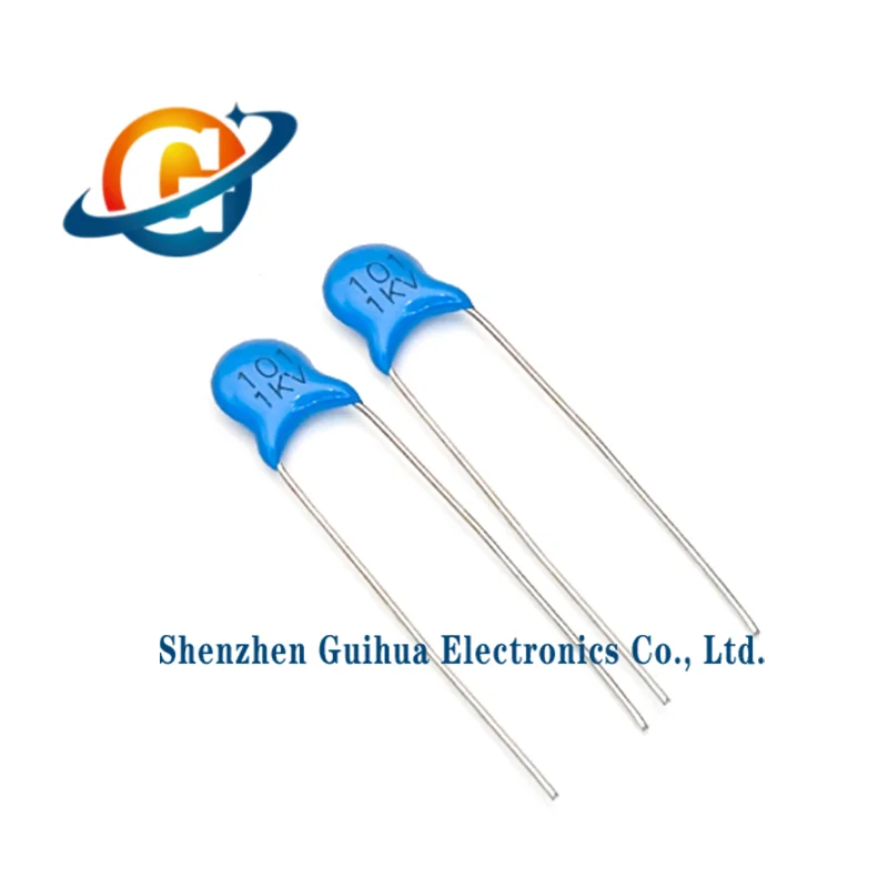 100 pieces 1KV high voltage porcelain disc capacitors, 1KV101 100pf blue plug-in capacitors