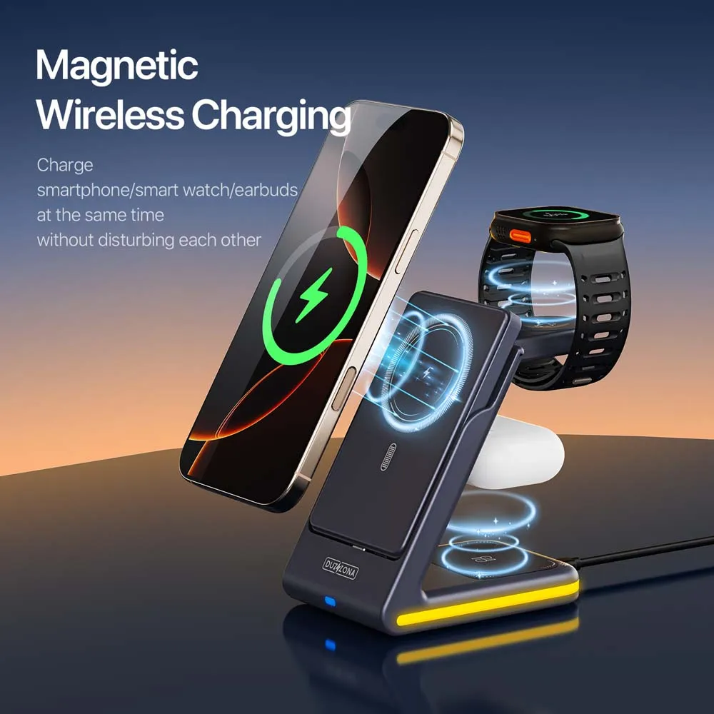 for Magsafe Magnetic Charger Stand for Apple Watch iPhone 12 13 14 15 16 AirPods Android Phone Earbud Wireless Charge Power Bank