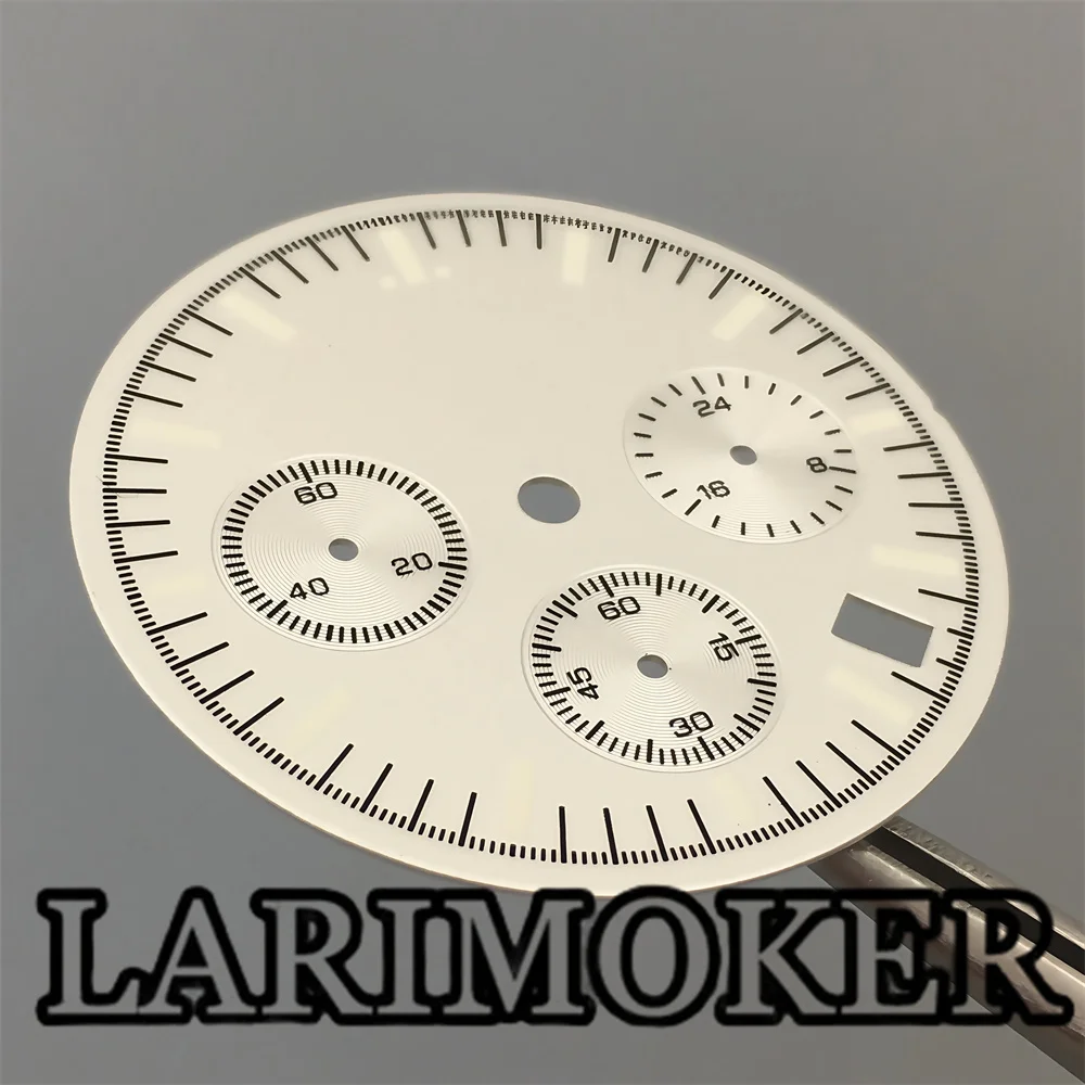 LARIMOKER 31.5MM VK63 quartz Movement dial with 6-pin pointer green luminous modified watch accessories suitable for 40MM case