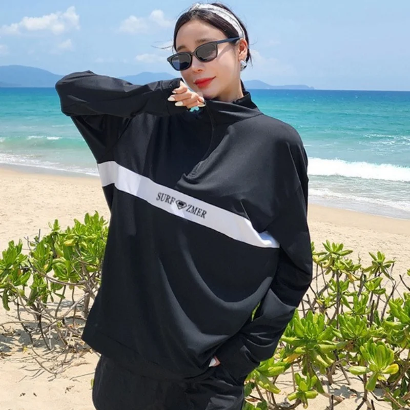 Couples Long Sleeve Rash Guards Multi-Piece Swimsuit Swimwear Bathing Suits Surfing Long Pants for Women And Men Beach Wear image 4