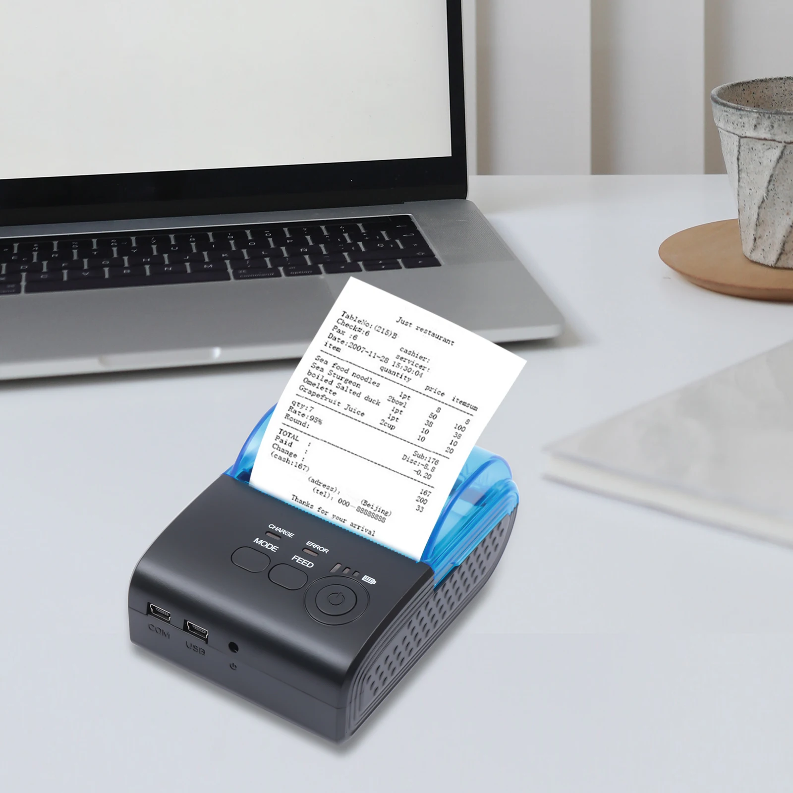 Portable Thermal Receipt Printer, Android Mobile Bluetooth, Large Paper Warehouse, POS Receipt, 58mm, 58mm
