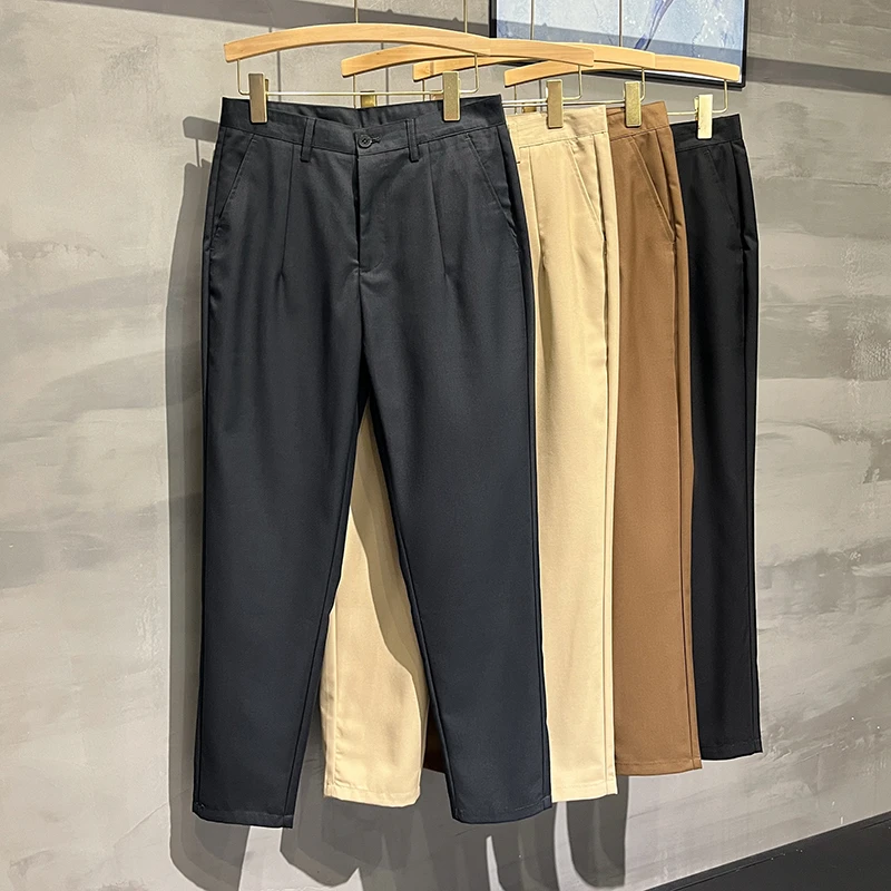 CUMUKKIYP Men's Slim Fit Casual Pants for Autumn and Winter with Business and Formal Style