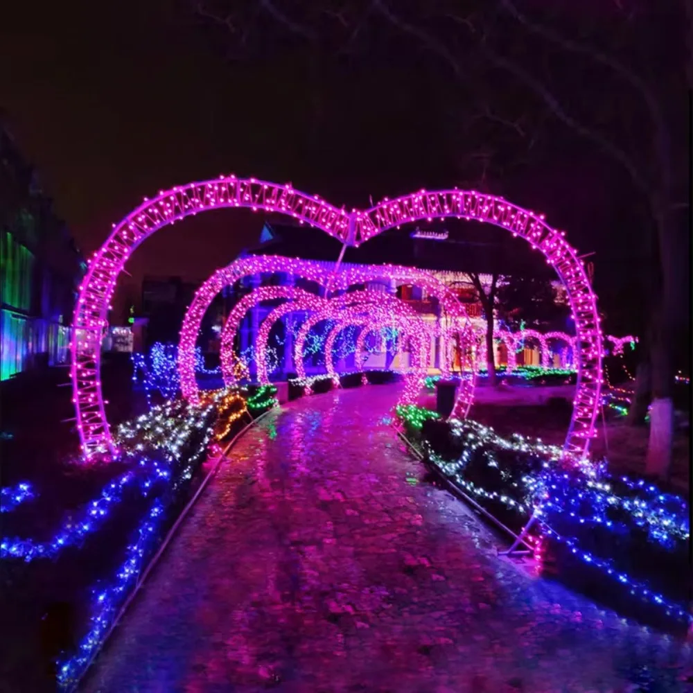 New Wedding Decoration Light Emitting Diode Heart Arch Light Outdoor Street Arch Decoration 3D Arch Pattern Light