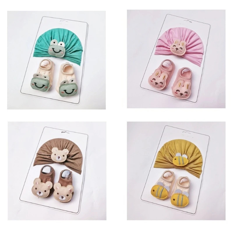 Lovely Baby Newborn Headwear with Animal Pattern Socks Headwear