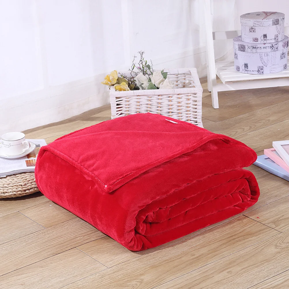 

Thick Flannel Fleece Blanket 70x100cm Red Lightweight Warm Soft Winter Camping Blanket Blankets